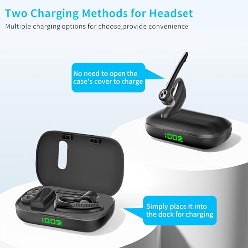 Image of Bluetooth Headset Wireless Earpiece Single Ear Headset with Microphone