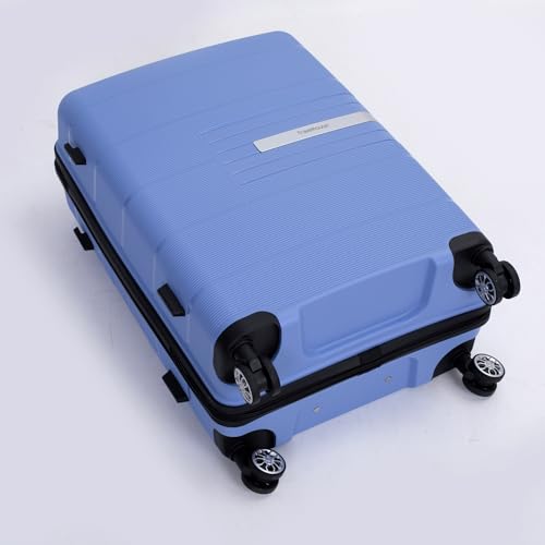 3 Piece Durable Luggage Sets(20’’,24’’,28’’),Hardshell PP Lightweight Suitcase with TSA Lock, Scratch-Resistant Surface and Double Spinner Wheels (Purplish Blue + Polypropylene)2