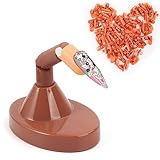 Practice Finger for Acrylic Nails, 1PC Adjustable Fake Mannequin Fingers with 1PC Acrylic Finger Base and 100PCS Brown Nail Tips, Movable Flexible Training Fake Finger Nail to Practice Nail Art