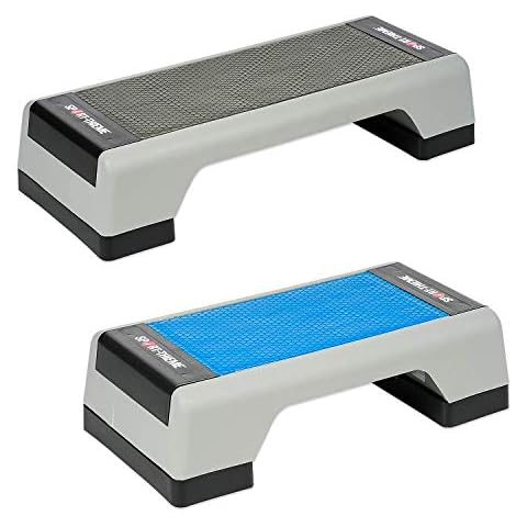 Sport-Thieme Aerobic-Stepper, Steppbrett | Rutschfestes, Höhenverstellbares Trainings Stepbench für zu Hause | Bis 100 kg belastbar | In Zwei Größen | Grau o. Blau | Markenqualität Cover