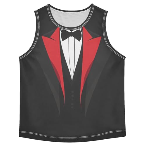 Boys Tank Top Shirts Tuxedo Black Bow Sleeveless T-Shirts Crew Neck for Kids Clothing Children