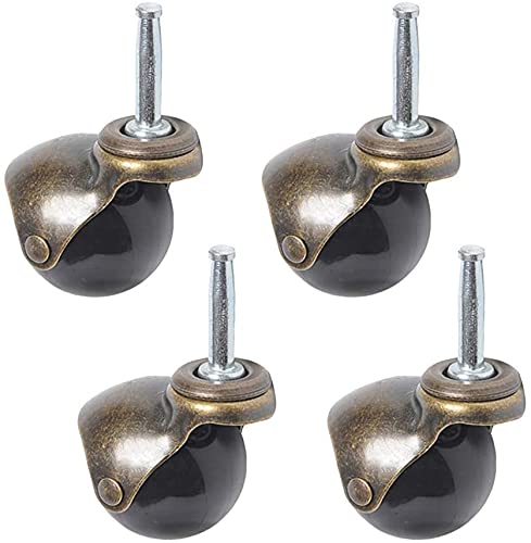 4Pcs Ball Caster Wheel 50mm 360 Degree Rotating Antique Ball Shaped,Mounting Stem M8x38mm, Spherical wheel, for Furniture, Sofa, Chair, Cabinet, Load Capacity 40 Per Castor