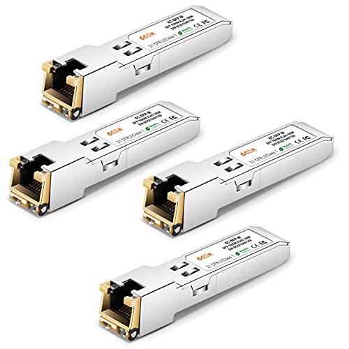 Image of 4Pack 1.25G SFP Transceiver, 1000Base-T RJ45 Copper Module for Ubiquiti UF-RJ45-1G, Other Open Switches, up to 100m