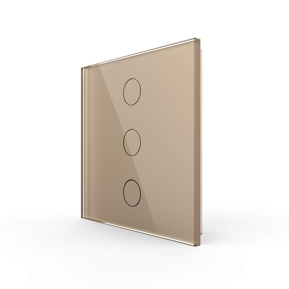 LIVOLO New APP Control Touch Switch,Smart Wall Switch(No Neutral),Zigbee Light Switch with Timing Function,Requires LIVOLO HUB,Compatible with Alexa,Google Assistan,3 Gang 2 Way,Gold,VL-B603SZ-3AG