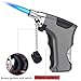 Torch Butane Lighter Portable Windproof Lighter with Flame Lock and Visible Butane Window Suitable for Kitchen BBQ Candle(Blue)