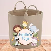 Personalised Safari Animal Toy Storage Basket |Tub |Trug | Toy Box | Kids Toy Organisation (Sand)