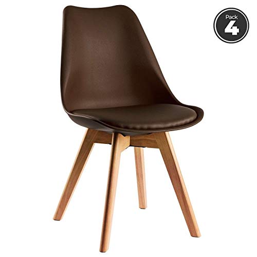 Regalos Miguel - Packs Sillas Comedor - Pack 4 Sillas Synk Pro - Marrón - Envío Desde España