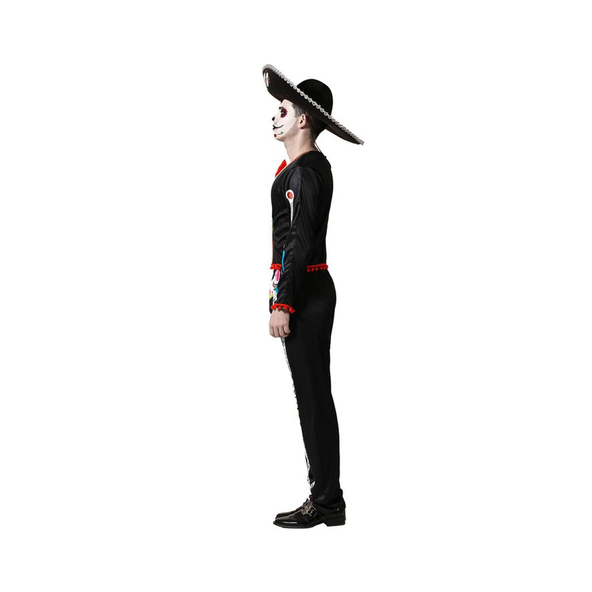 Atosa Costume Scheletro Messicano Colorato Giorno Dei Morti Cultura Messicana Halloween Teschio Catrina Fiori Di Cempasucchil Costume Nero Tradizionale Offerta Rancheras