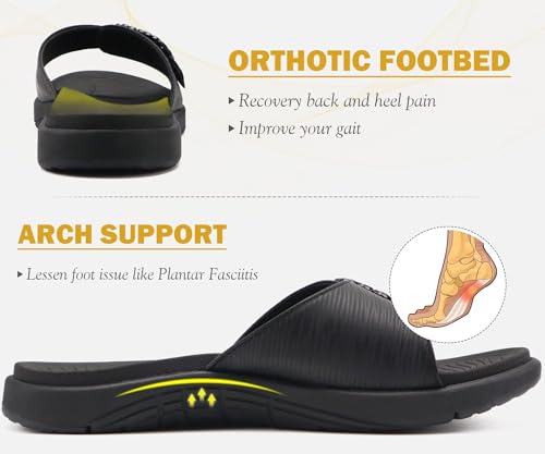 Image of COFACE Womens Dressy Orthotic Slides Lightweight Yoga Mat Thick Cushion Recovery Walking Sandals Adjustable Slip On Slippers with Comfortable Plantar Fasciitis Arch Support