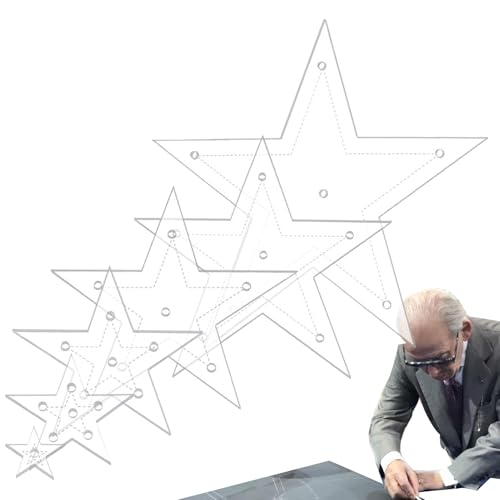 manhegari Plantilla de acolchado de estrellas, 6 unidades, forma de estrella, plantilla de pentagrama precisa, accesorio de punto para aplicar, cortar, atar, dibujar, tejer, álbumes de recortes