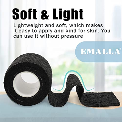 EMALLA Tattoo Grip Cover Wrap 6rolls Disposable Tattoo Machine Wrap Tape 5cm x 4.5m Bandage Roll Elastic Sports Accessories Supplies (Black) - Image 3