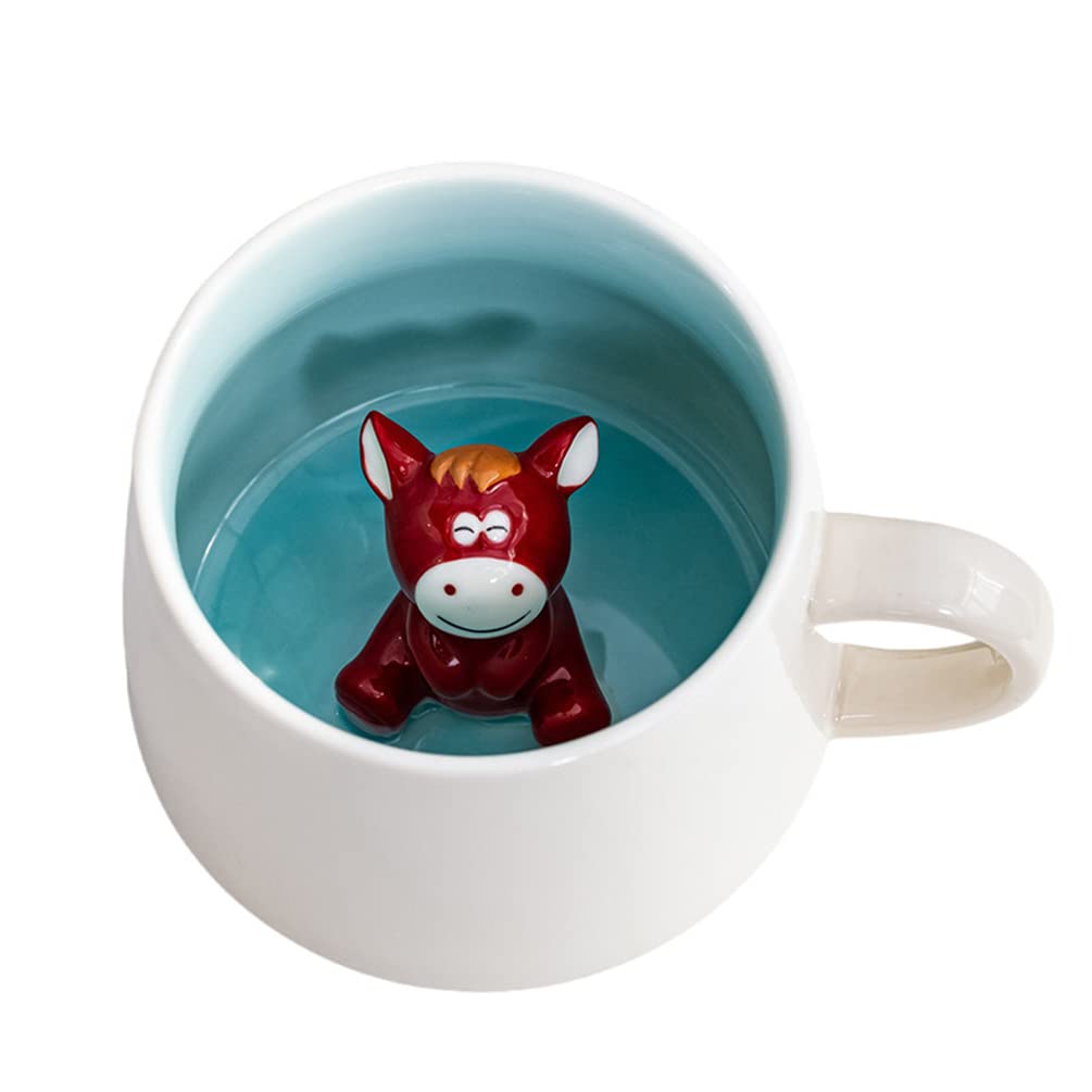 Biigming Tazza Cavallo Tazza Animal 3D in Ceramica 350ml Tazzine da caffè Mug con Figurine Animati Regalo per Natale, Compleanno, Amici, Familiari o Bambini(Cavallo)
