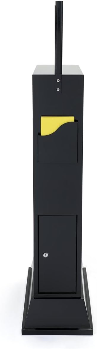 Displays2go Steel Floor-Standing Ballot Box with Acrylic 17 by 11 Inch Sign Frame, Two Brochure Pockets - Black