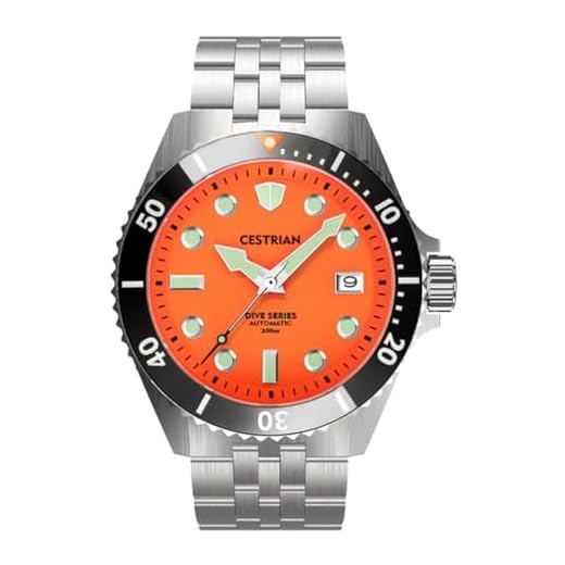 Cestrian Dive Series 'Tiger' Esfera Naranja Bisel de cerámica Negra Pulsera de Acero Automático 300M Reloj para Hombre