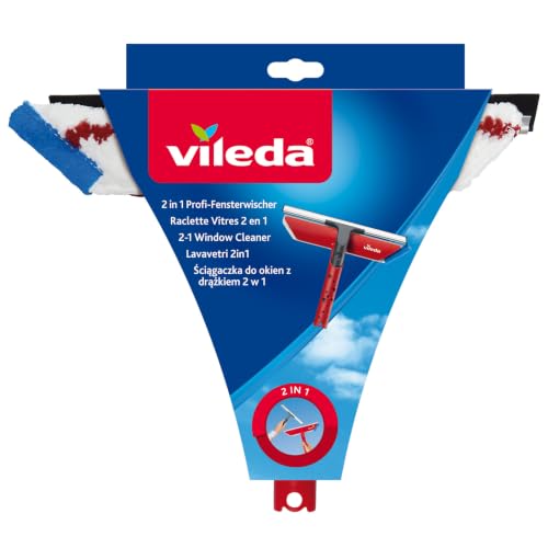 Vileda Profi Fensterwischer 2in1 Fensterabzieher und Einwascher mit Mikrofaserbezug Fensterputzer für streifenfreie Fenster
