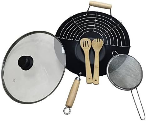 6 Piece Steel Wok Set With Easy Grip Wood Handle