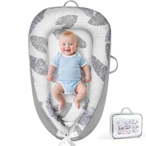 Image of KISS GOLD Baby Lounger - Breathable Soft Cotton Cover Baby Lounger Nest, Babies Essentials Gifts, Portable Lounger for Baby Tummy Time Floor Playing Seated Support for Home and Travel