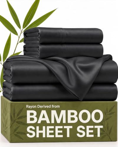 100% Rayon Derived from Bamboo - Bamboo Sheets King Size - Black