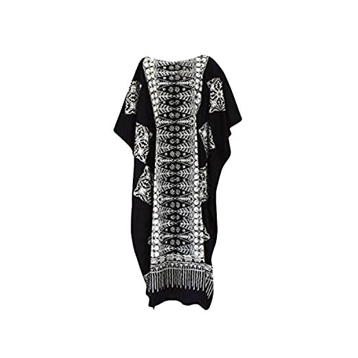 Cool Kaftans Damen Bluse Malaya Schwarz Violett Rot Feiner Batikdruck Baumwolle Strandkleid Übergröße Übergröße, Schwarz