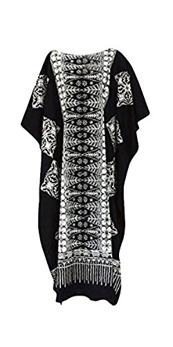 Vestido caftán para mujer en color negro XXL para playa y terraza