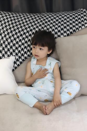 Image of Baby Sleep Sack with Feet 6-12 Months 0.5 Tog 95% Rayon from Bamboo 5% Spandex Breathable Sleep Sacks Baby Walker Quilted Wearable Blanket with Legs 2-Way Zipper Little bee