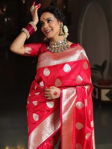 Image of Sugathari Women's Banarasi Saree Pure Kanjivaram Silk Saree Soft new ladies 2025 Design Wear Pattu Sarees Sadi Party Sari collections With Blouse Piece (San Pari-224)