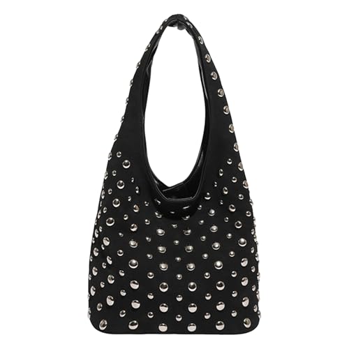 CRGANGZY Sac Hobo élégant clouté Y2K Rivets Sac à main seau Sac à bandoulière pour femme...