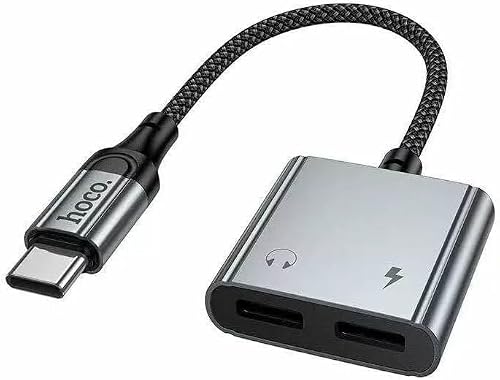2-in-1 UPA34 Type-C to Dual Type-C Digital Audio Converter Adapter Compatible with Laptopa,Tablets Android and iOS Devices (Metal Grey)
