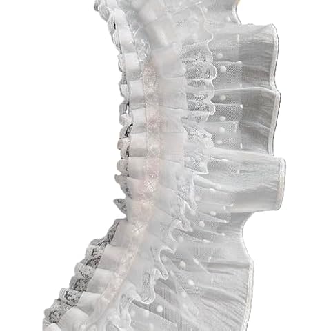 LDDGZS LGGDZS 2 Yards White Milk Lace Ruffle Lace Trim Curtains Edges Wedding Dress Lace Dress Edges Dress Trim (White) Cover