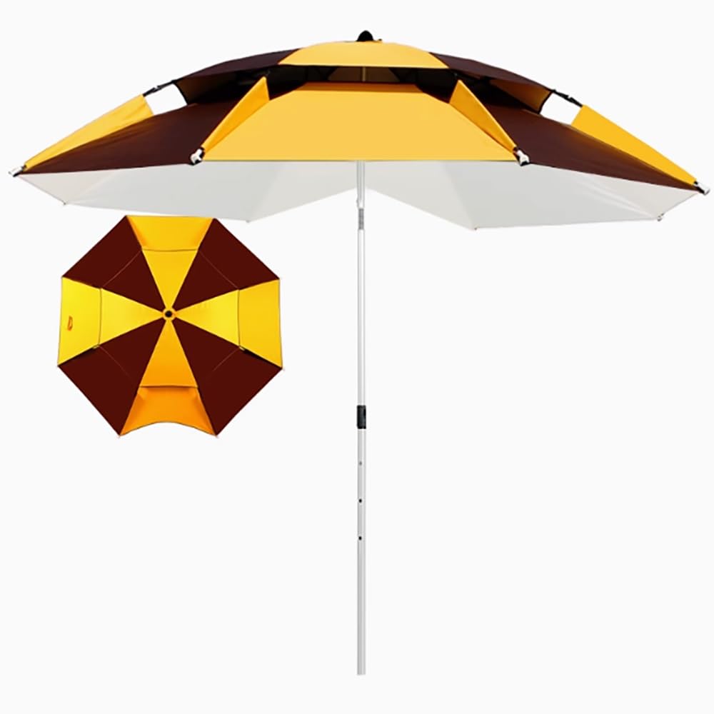 Ombrellone da pesca portatile, parasole da 6,5' 7' 8' per esterni, patio, giardino, campeggio, spiaggia, piscina, golf, giallo 2,2 m/7,2 piedi