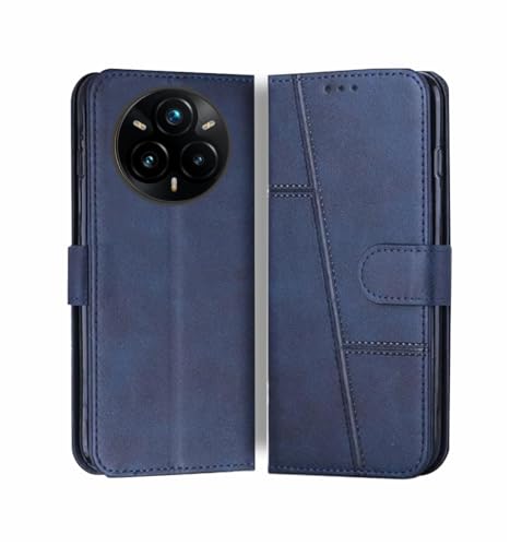Image of Compatible for Realme P3 Pro 5G / Realme 14 Pro Plus 5G Flip Cover Leather Finish | Inside TPU with Card Pockets | Wallet Stand | Complete Protection Flip Case Blue
