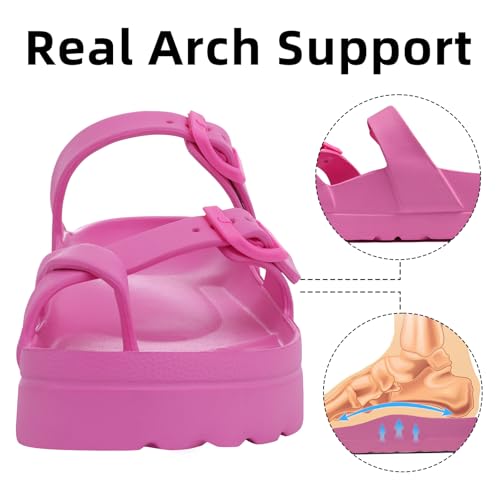 Image of Goosecret Women's Platform Sandals with Arch Support Comfortable Foam Slides Summer Beach Sandals with Adjustable Buckle