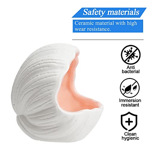 Image of Aquarium Shell Shape Ceramic Cave Decoration, Fish House Conch Thematic Ornament for Betta Fish Passing or Hiding, Betta Tank 5.1inch Fish Tank Decoration (Pink, M)