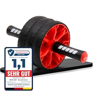 NEOLYMP Bauchtrainer für Zuhause mit Knieauflagen Matte und Bauchroller Videoübungen – Bauchmuskeltrainer, Ab Roller, Bauchtrainer Roller, Coremaster Trainingsgerät