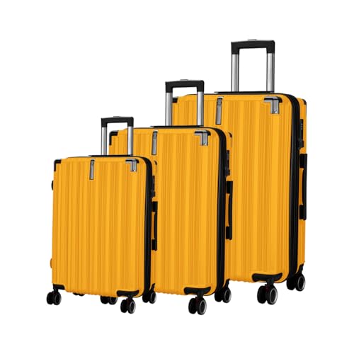 Image of Maleta Nova Set of 3|20''+24''+28''| 8 Spinner Shock Absorbing Wheels,TSA Lock, Expandable| Trolley Bags for Travel | Travel Bags for Luggage |Suitcase Set (Yellow, Set of 3 (Small-Medium-Large))