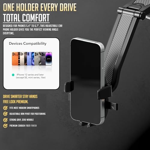 Image of Lapster Autogrip C2 Car Phone Holder for Dashboard & Windshield, 360 Rotating Mobile Stand with Strong Suction, One-Touch Use, Shockproof & Anti-Slip for All Smartphones (Black)