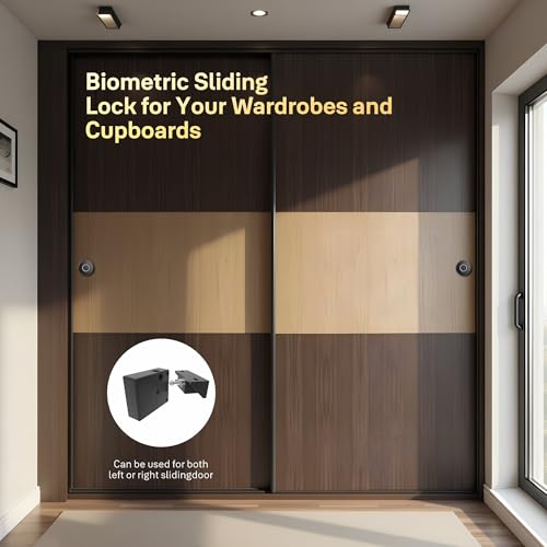 Image of Yale YLDRPSL BL Biometric Wardrobe Lock| Fingerprint Smart Cabinet Lock with Auto Lock |USB Emergency Access| 20 User Memory, Zinc Alloy, for Wardrobe /Drawer (Black)