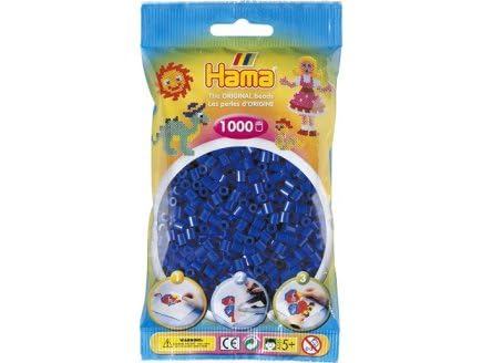 Pour hama perles midi - sachet de 1000 perles à repasser taille midi bleu n°08 - set loisir créatif enfant + une carte tigre
