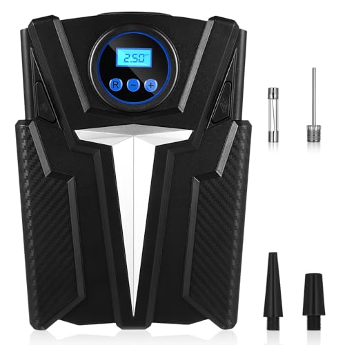 HEMOTON Portable Air Compressor Pump for Car with Digital Display and LED Light Fast Tire Inflator Suitable for Cars Motorcycles Bicycles and Off-Road Vehicles Easy One-Touch Operation