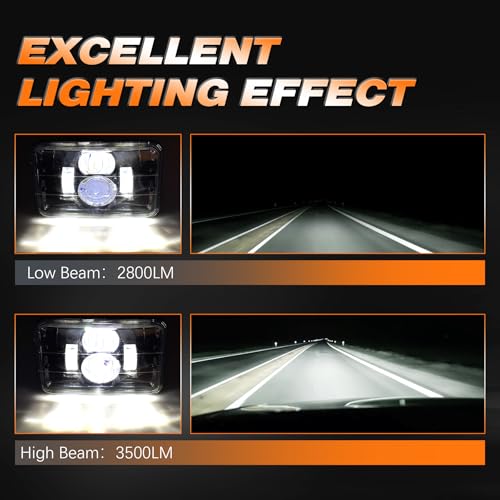 Image of 4Pcs 4x6 Led Headlights DOT Approved Peterbilt 379 Headlights Compatible With H4656 H4651 H4652 H4666 H6545 Headlight Replacement for Freightliner Kenworth Oldsmobile Cutlass Trucks