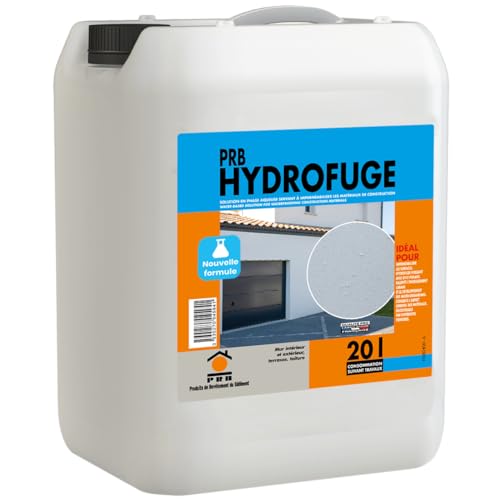 Imperméabilisant Incolore HYDROFUGE 20L - Protection Hydrofuge en Phase Aqueuse - Façades, Murs, Toitures, Matériaux de Construction - Usage Extérieur