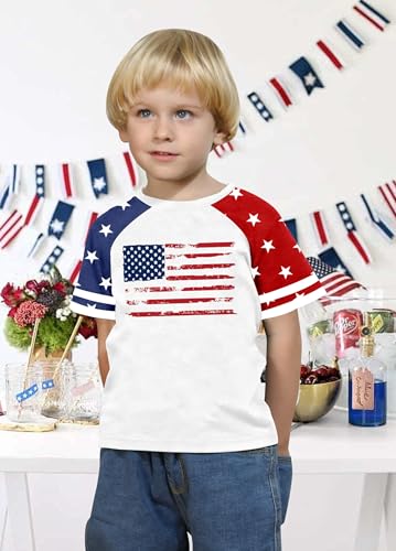 Image of CAZYCHILD Girls 4th of July USA Shirt American Flag Patriotic T-Shirt Independence Day Outfit for Kids 5-14Years