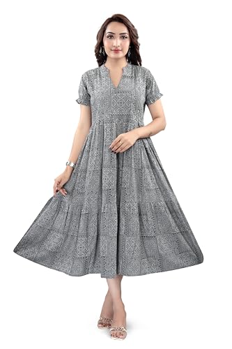 Image of B2F Women's Flared Anarkali Maternity Dress, Feeding Kurti with Concealed Zip for Pre & Post Pregnancy