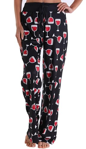 Image of Women Pajama Pants Comfy Lounge Wide Leg Casual Stretch Palazzo Drawstring Pj Bottoms Pants S-3XL