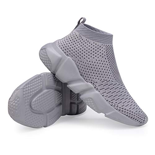Casbeam Boys and Girls Breathable Lightweight Fashion Casual Sports Walking Shoes Running Sneakers 044 All Gray 34 - Thumbnail 6