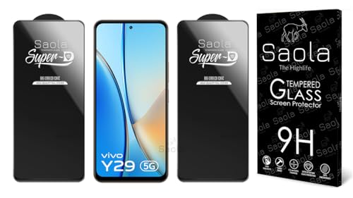 Image of Saola HD+ Oleophobic Tempered Glass For Vivo Y29 5G (Pack Of 2) with Free Installation Kit. Full screen Coverage. Free Replacement If Received Damaged - 6.68 inch