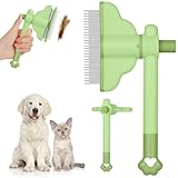 OFFCUP Fellblitz Bürste für Katze, 360° Selbstreinigende Katzenkamm mit Drehbarer Kammkopf und Auslöseknopf Katzenbürste, Flohkamm Katze Hundekamm Haustierbürste zur Haustier Schönheitspflege