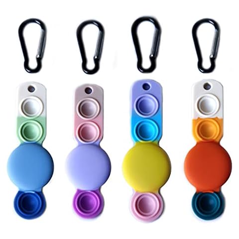 (4 Pack) Silicone Case Compatible for AirTag 2021 with Key Chain and Squeeze Sensory Toy, Protective Case Tracker Holder Portable for Airtags Easy Attach to Keys, Backpacks, Liner Bags(4 Color) Cover