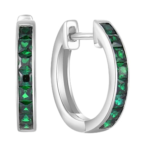 Hoop Earrings 925 Sterling Silver Round Huggie Earring Birthstone Jewelry for Women