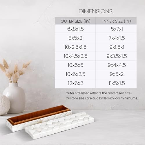 Image of Handicrafts Home Decorative Box - Handmade Jewelry Organizer Box with Lid - Keepsake Box for Home Decor, Jewelry, Accessories, Collectibles - Modern Wooden Storage Box - Braid, 10X2.5X1.5 inch